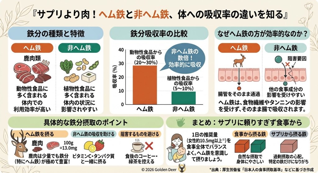 サプリより肉?ヘム鉄と非ヘム鉄、体への吸収率の違い