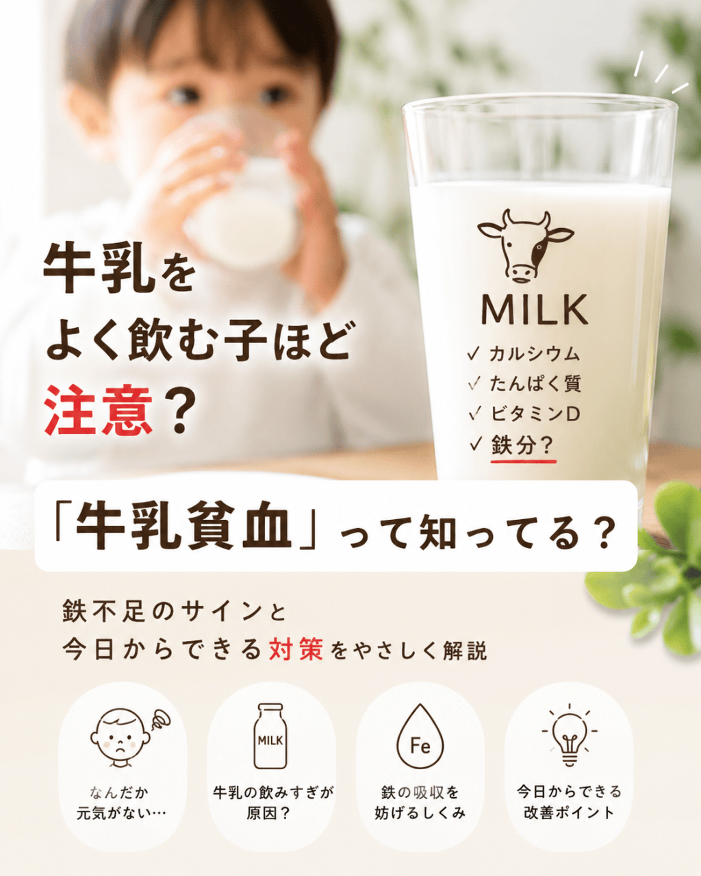 牛乳をよく飲む子ほど注意？「牛乳貧血」って知っていますか